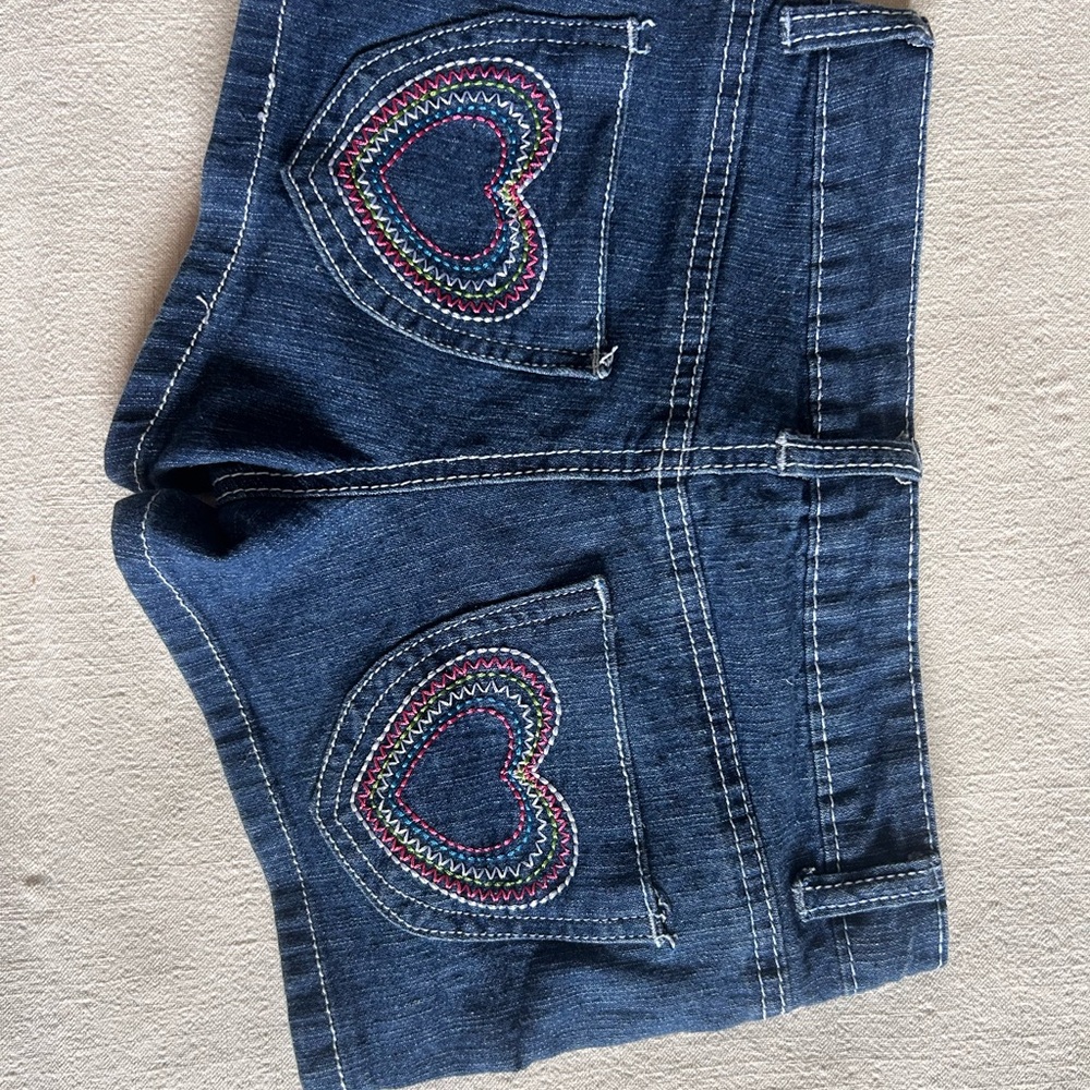 Eye Candy Kids Denim Shorts with Heart Embroidery